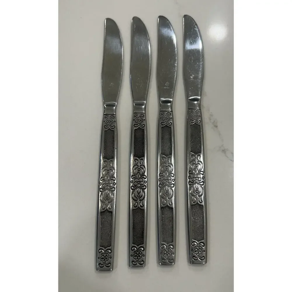 Vtg Oneida Silver Northland Moon Dance Set of 4 Dinner Knives 8” Flatware Lot - Picture 1 of 6